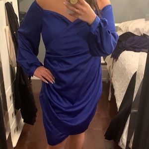 Royal blue silky cocktail dress